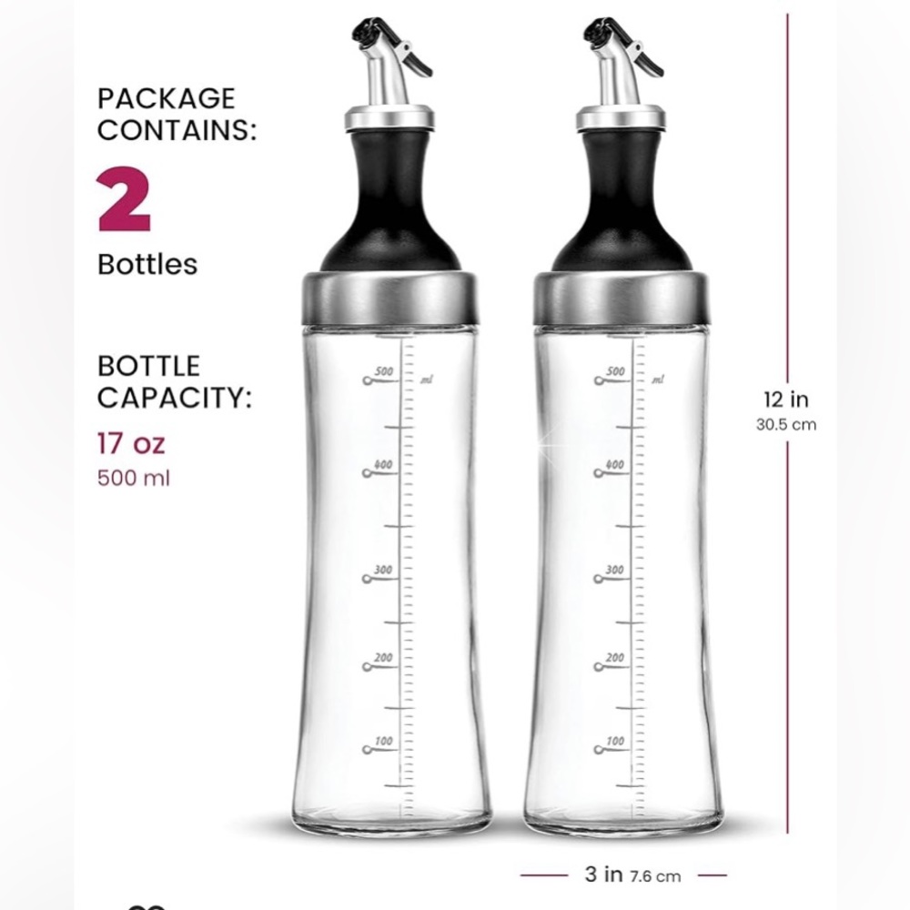 FineDine Olive Oil Dispenser Bottles, Glass Oil and Vinegar Dispenser S… - Picture 8 of 11